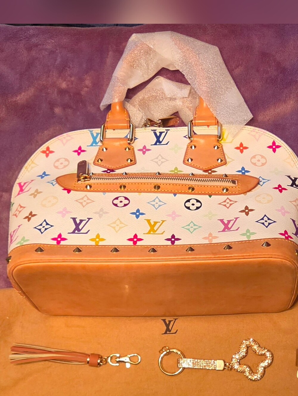 Louis Vuitton Multicolor Alma PM Top Handle Bag - White/Multicolor